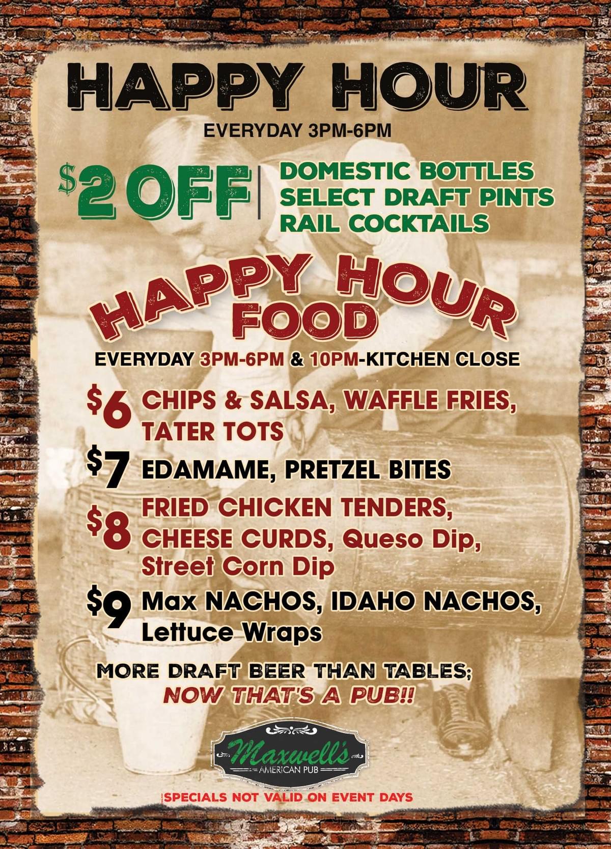 Maxwell's happy hour specials